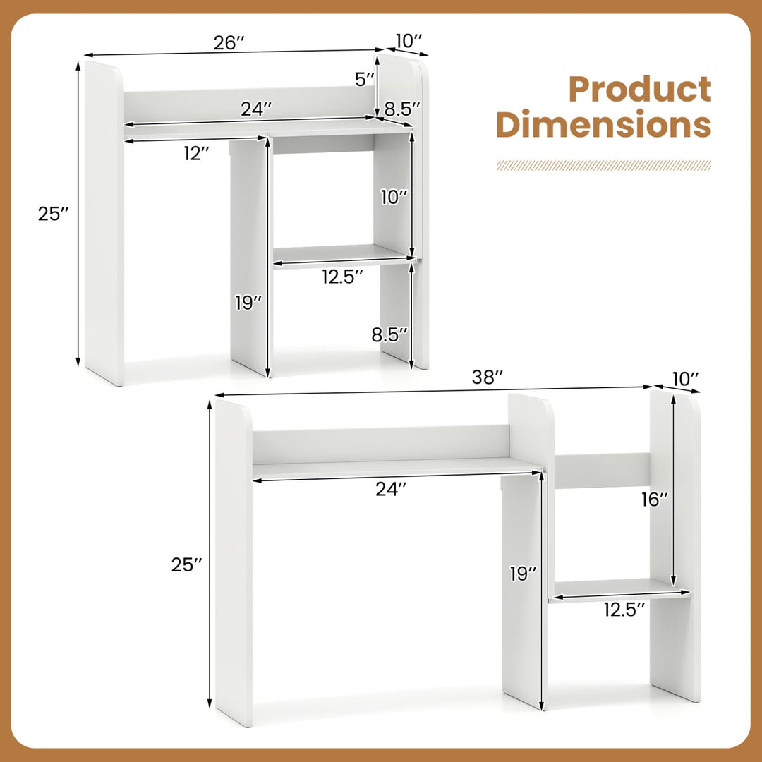 Expandable Desktop Bookshelf with Open Storage Cubes