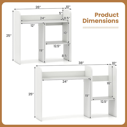 Expandable Desktop Bookshelf with Open Storage Cubes