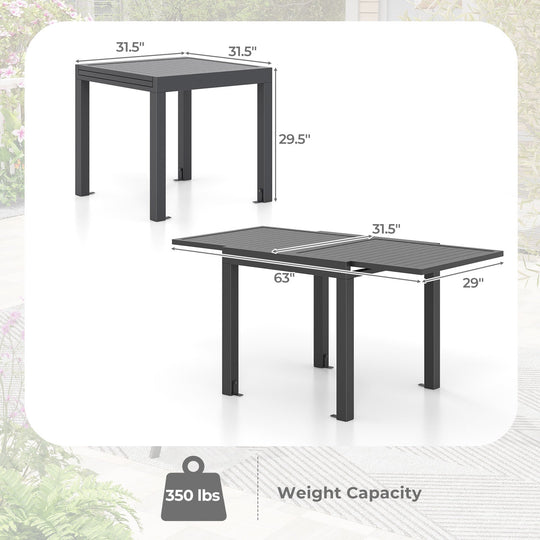 Expandable Patio Dining Table for 4-6 People