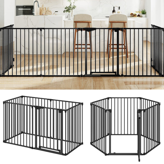 Extra Wide Baby Gate Fits 34.5-154" Openings 6-Panel Adjustable Pet Safety Fence