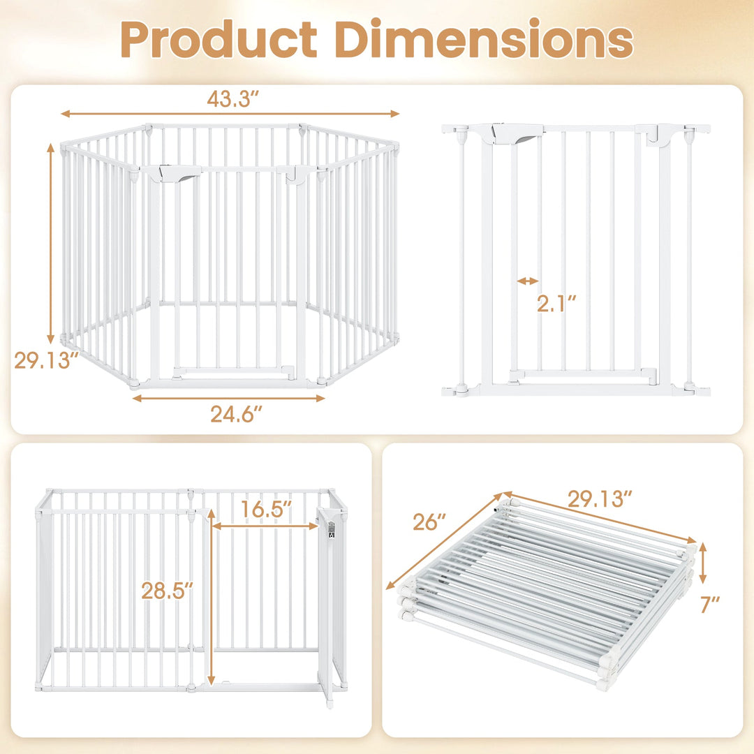 Extra Wide Baby Gate Fits 34.5-154" Openings 6-Panel Adjustable Pet Safety Fence