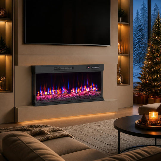 Electric Fireplace Insert 3-Sided with 12 Flame Colors