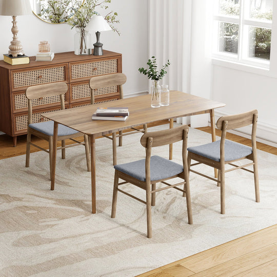 Fabric Upholstered Kitchen Armless Dining Chairs with Rubber Wood Frame Set of 2-Oak