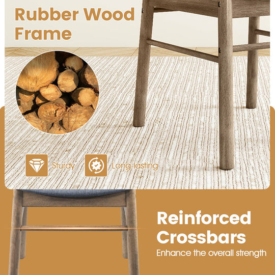 Fabric Upholstered Kitchen Armless Dining Chairs with Rubber Wood Frame Set of 4-Oak