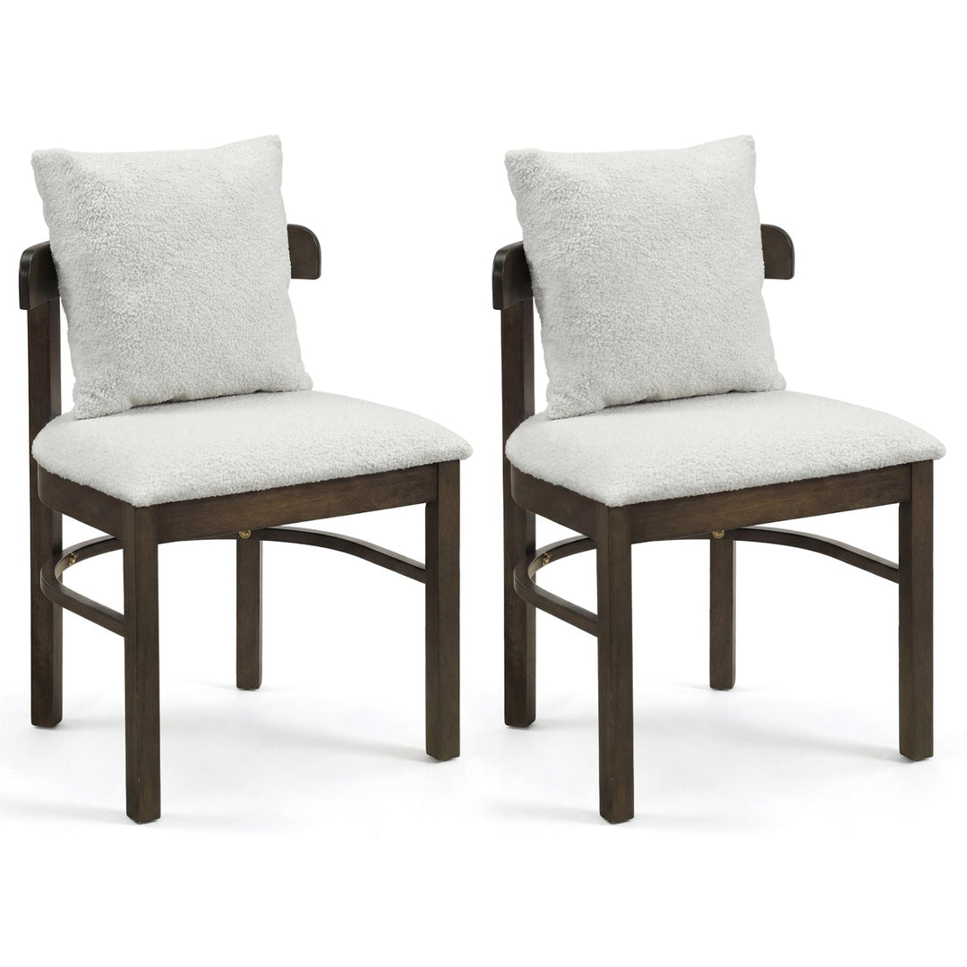 Fabric Upholstered Wood Dining Chairs Set of 2 with Removable Pillow