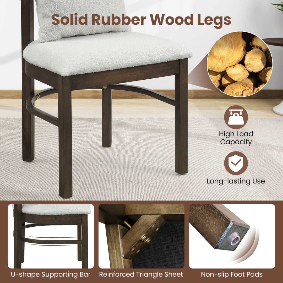 Fabric Upholstered Wood Dining Chairs Set of 4 with Removable Pillow