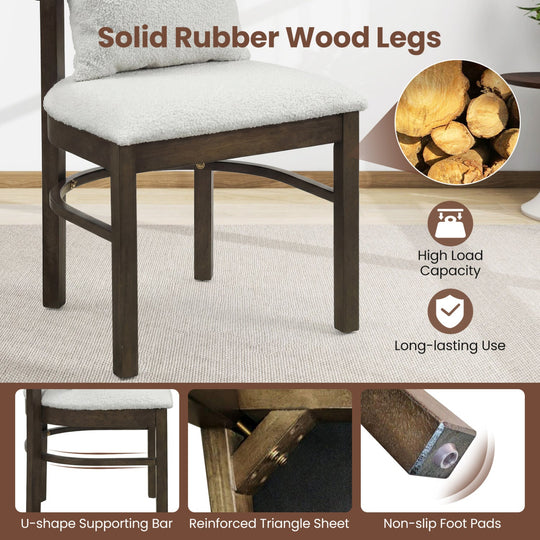 Fabric Upholstered Wood Dining Chairs Set of 4 with Removable Pillow
