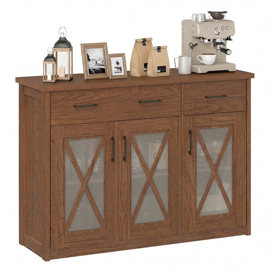 Farmhouse Buffet Sideboard 3-Door Kitchen Storage Cabinet with 2 Drawers