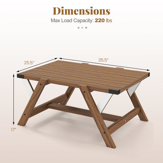 Farmhouse Center Table with Decorative Nailhead Accents for Living Room