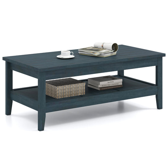 Farmhouse Coffee Table Rustic Cocktail Center Table with Thickened Tabletop