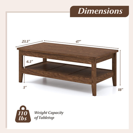 Farmhouse Coffee Table Rustic Cocktail Center Table with Thickened Tabletop