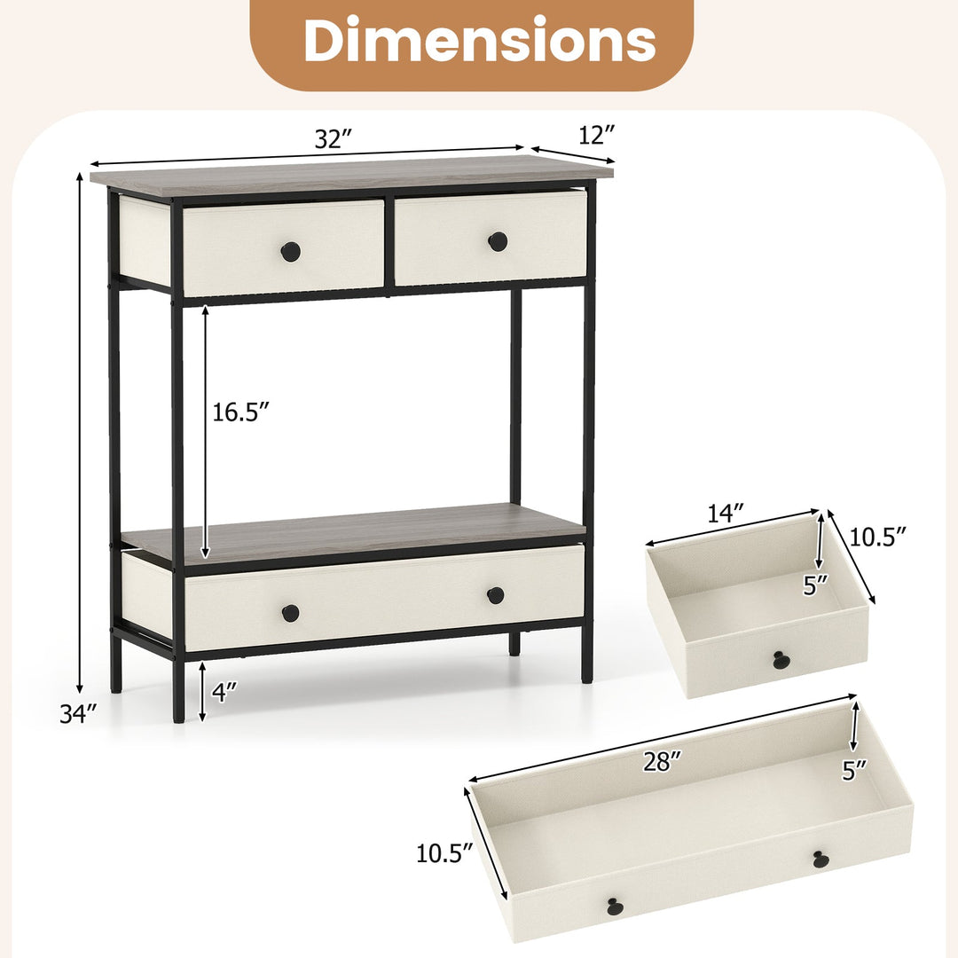 Farmhouse Console Table with Open Storage Shelf for Hallway-Gray