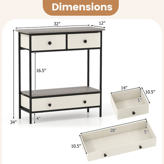 Farmhouse Console Table with Open Storage Shelf for Hallway-Gray
