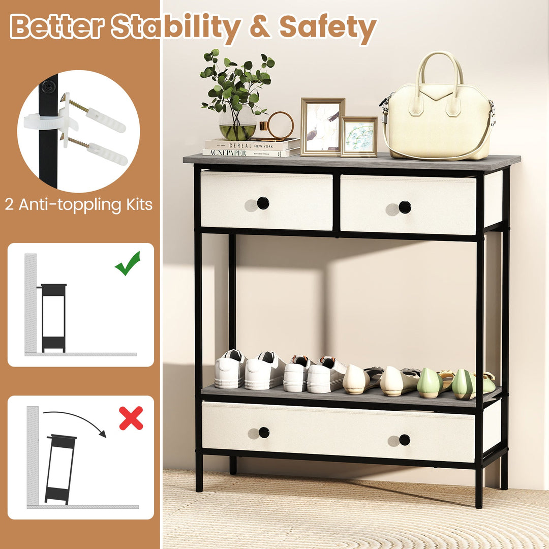 Farmhouse Console Table with Open Storage Shelf for Hallway-Gray