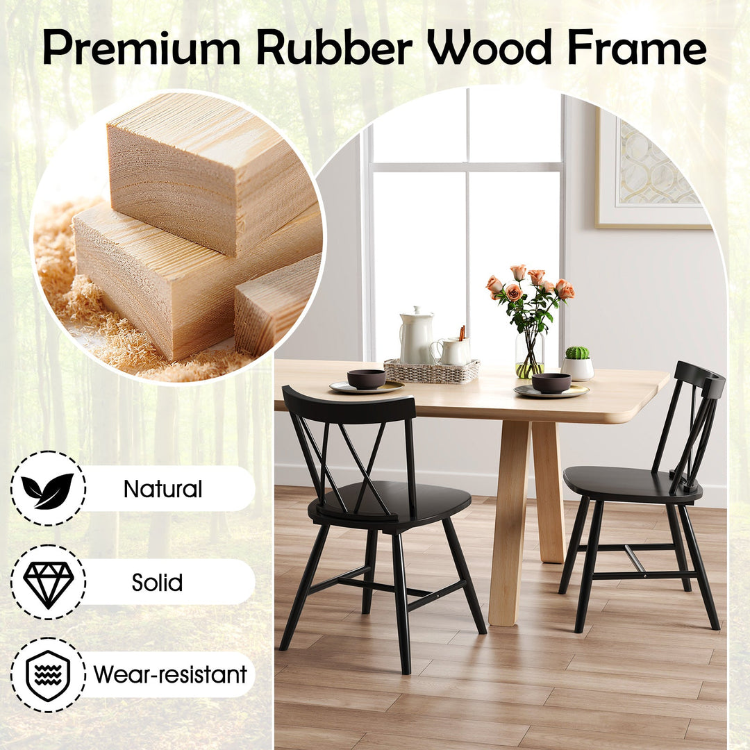 Farmhouse Kitchen Dining Chair Set of 2 with Rubber Wood Frame