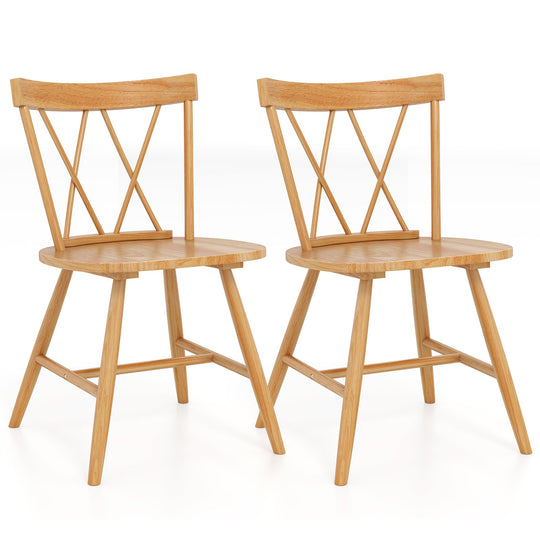 Farmhouse Kitchen Dining Chair Set of 2 with Rubber Wood Frame