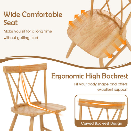 Farmhouse Kitchen Dining Chair Set of 2 with Rubber Wood Frame