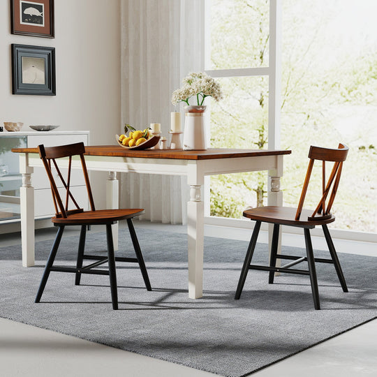 Farmhouse Kitchen Dining Chair Set of 2 with Rubber Wood Frame