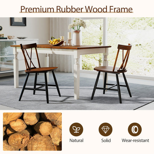 Farmhouse Kitchen Dining Chair Set of 2 with Rubber Wood Frame
