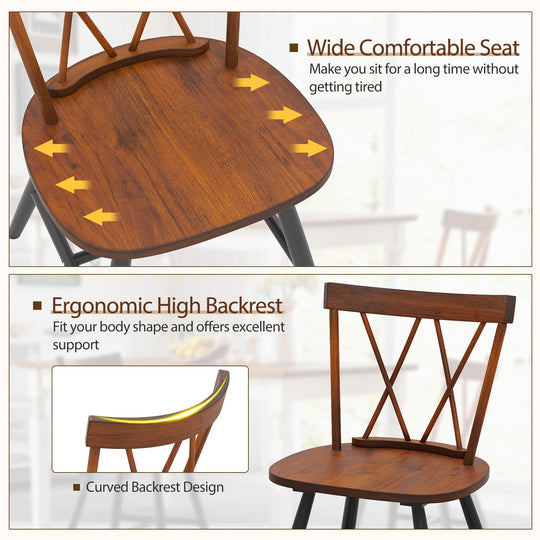 Farmhouse Kitchen Dining Chair Set of 2 with Rubber Wood Frame