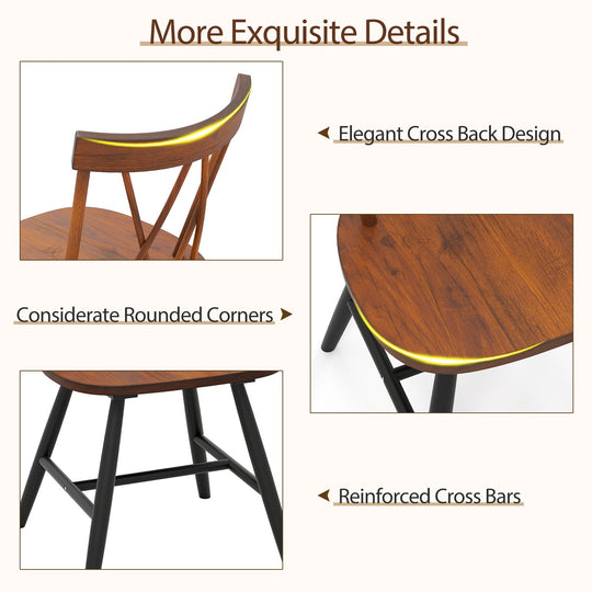 Farmhouse Kitchen Dining Chair Set of 2 with Rubber Wood Frame