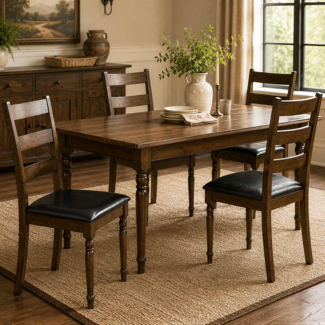 Dining Chairs Set of 4 - Farmhouse PU Leather Upholstered
