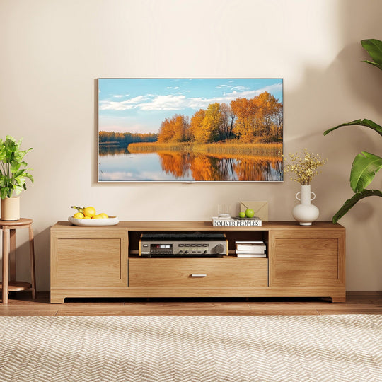Farmhouse Rustic TV Stand for TVs up to 80"-Natural