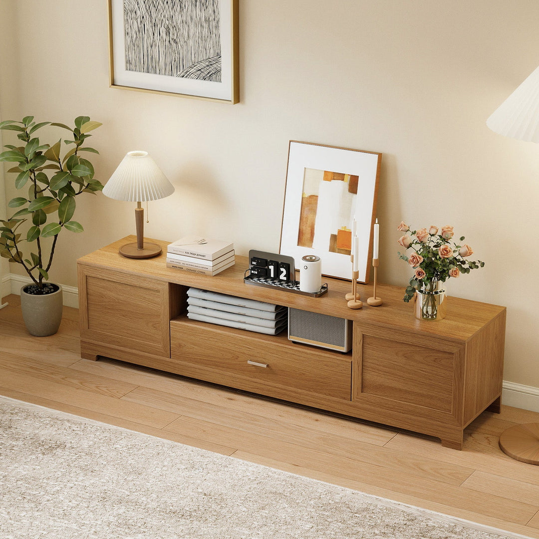 Farmhouse Rustic TV Stand for TVs up to 80"-Natural