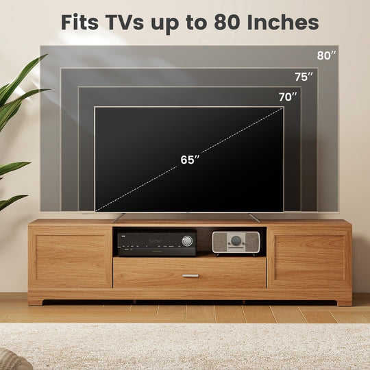 Farmhouse Rustic TV Stand for TVs up to 80"-Natural