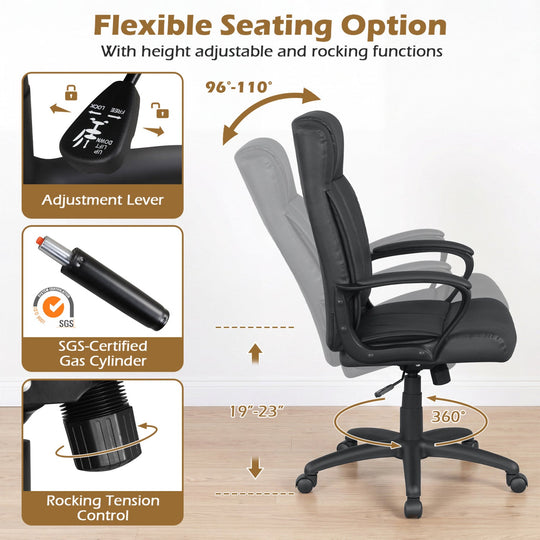 Ergonomic Office Chair with Rocking Function - Faux Leather
