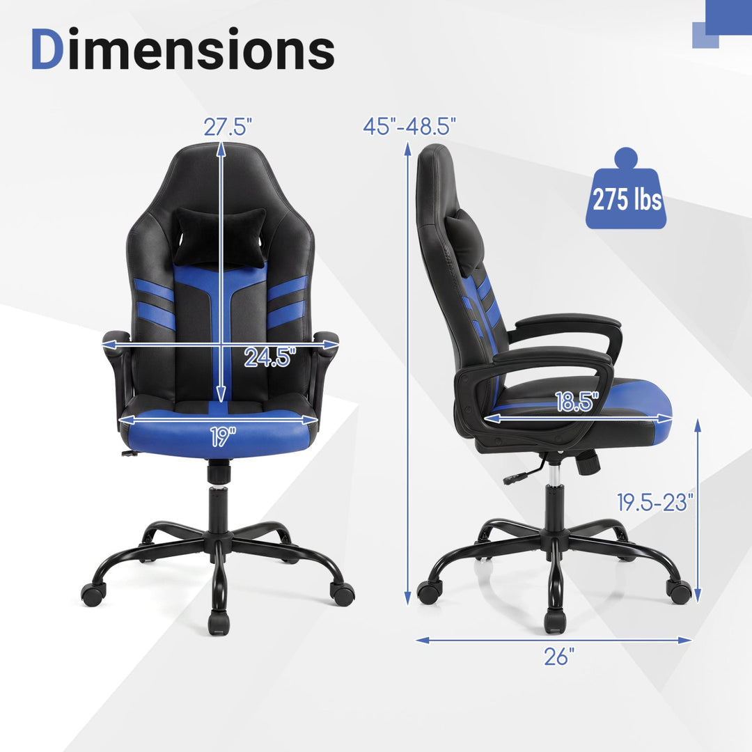 Ergonomic Gaming Chair with Removable Head Pillow & Rocking