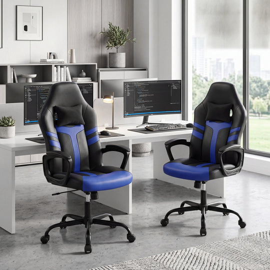 Ergonomic Gaming Chair with Removable Head Pillow & Rocking