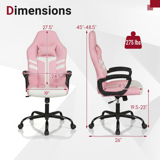 Ergonomic Gaming Chair with Removable Head Pillow & Rocking