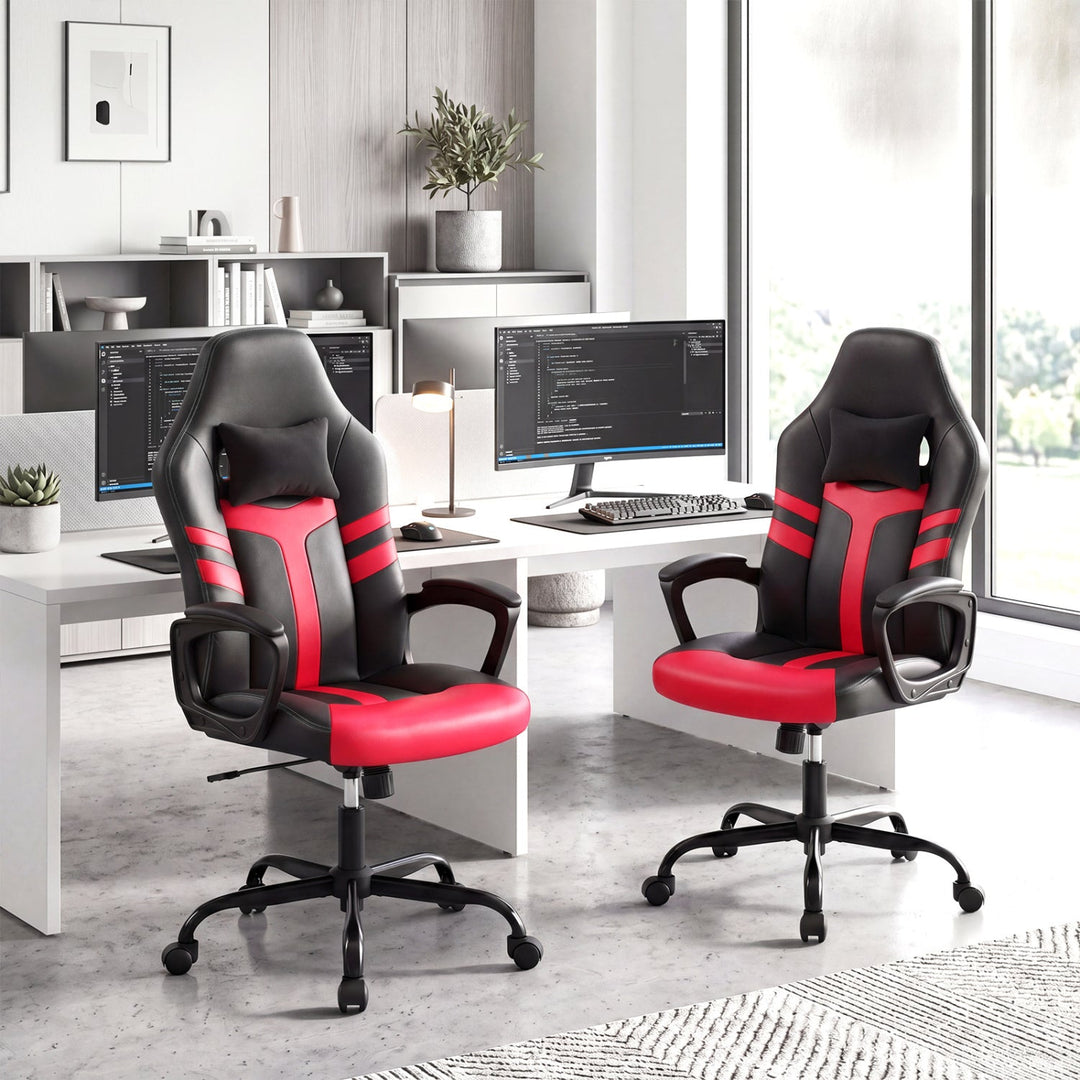 Ergonomic Gaming Chair with Removable Head Pillow & Rocking