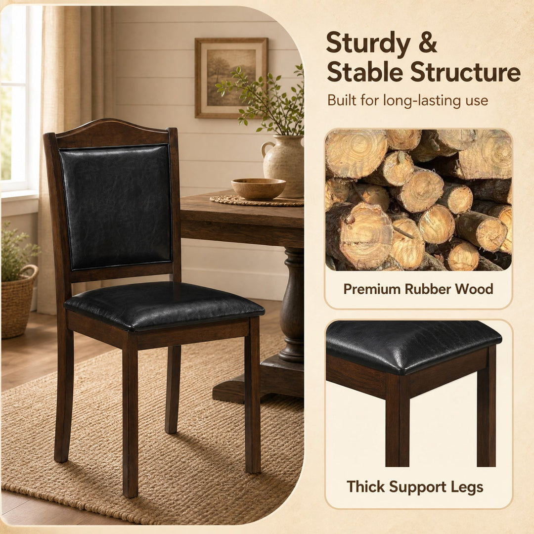 Faux Leather Dining Chairs Set of 2 - Walnut Finish