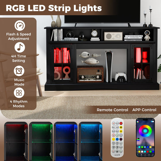 TV Stand with LED Lights and Remote Control