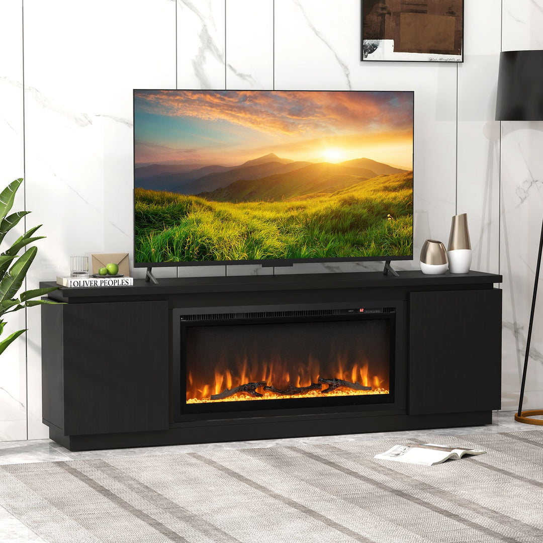 Fireplace TV Stand for TVs up to 80 Inch with 3 Adjustable Shelves