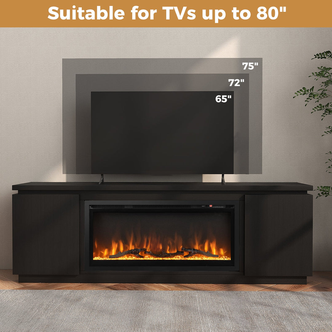 Fireplace TV Stand for TVs up to 80 Inch with 3 Adjustable Shelves