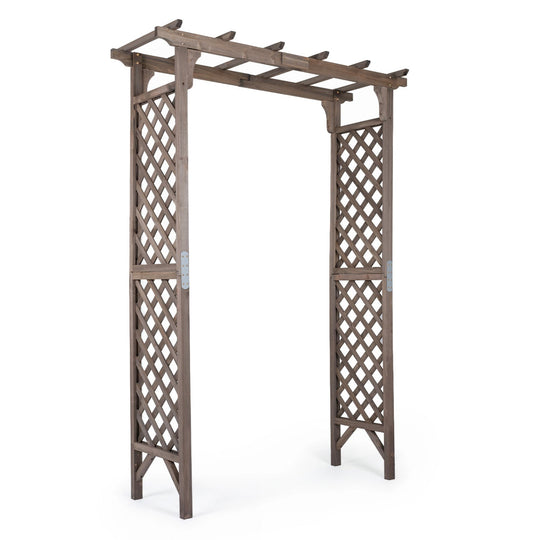 Garden Arch with Gate 85" Tall Wood for Climbing Plants
