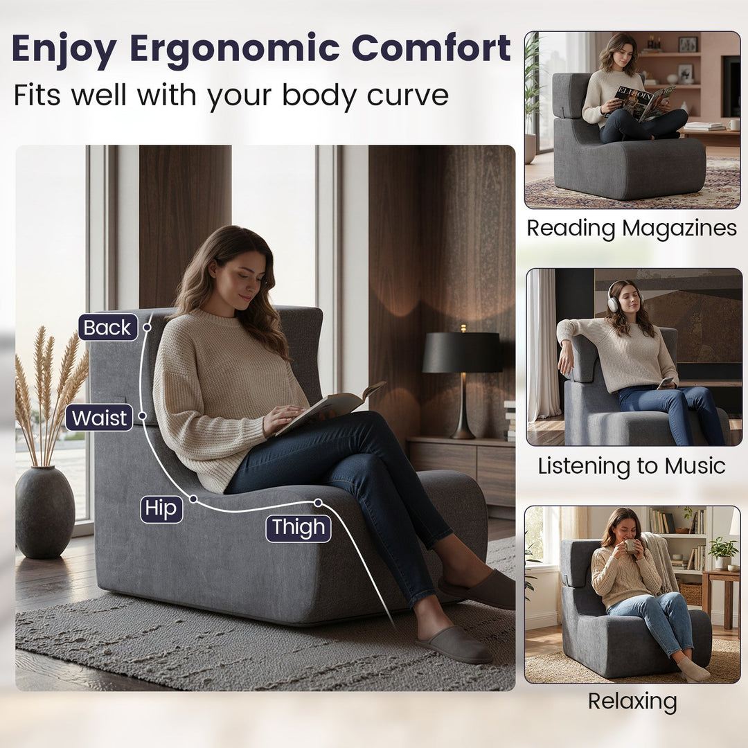 Floor Chair Lazy Sofa with Detachable Headrest