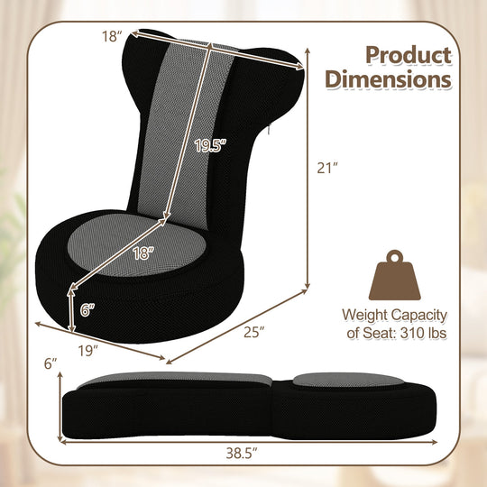 Floor Comfy Gaming Leisure Chair with Adjustable Headrest and Backrest