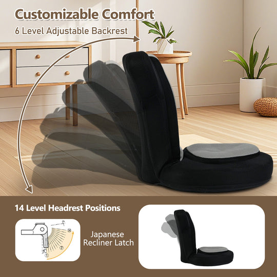 Floor Comfy Gaming Leisure Chair with Adjustable Headrest and Backrest