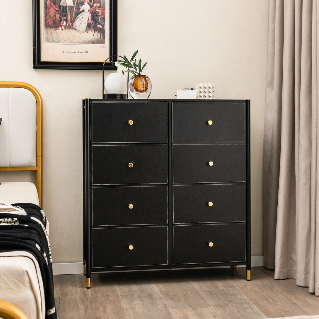 8-Drawer Fabric Dresser with Metal Frame and Storage Bins