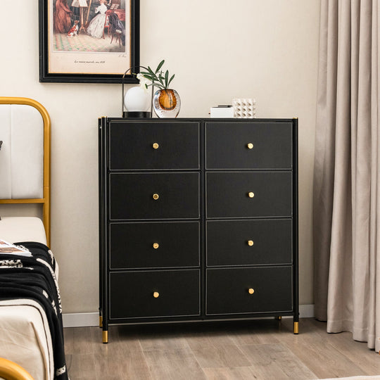 8-Drawer Fabric Dresser with Metal Frame and Storage Bins