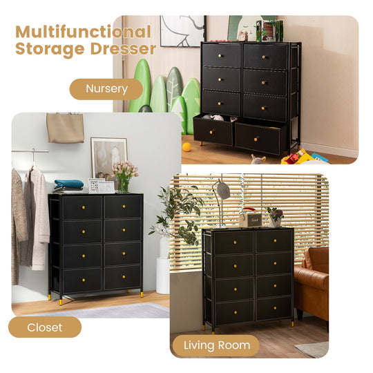 8-Drawer Fabric Dresser with Metal Frame and Storage Bins