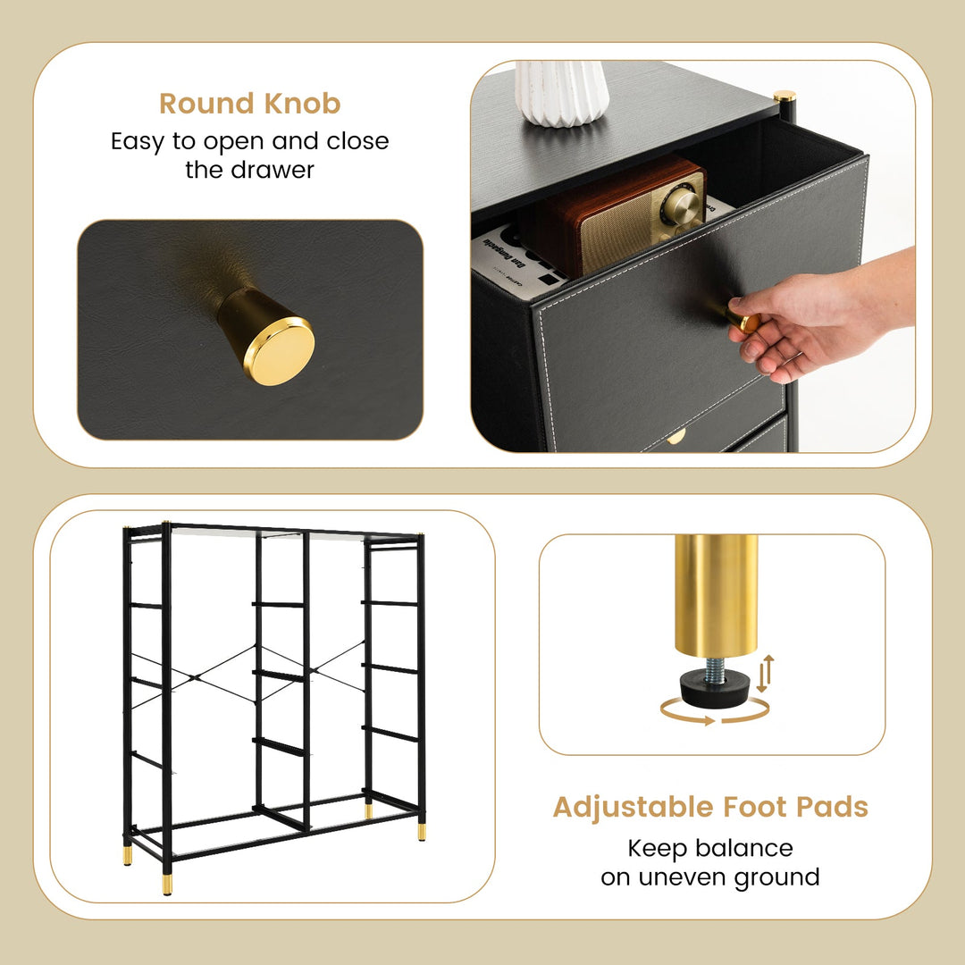 8-Drawer Fabric Dresser with Metal Frame and Storage Bins