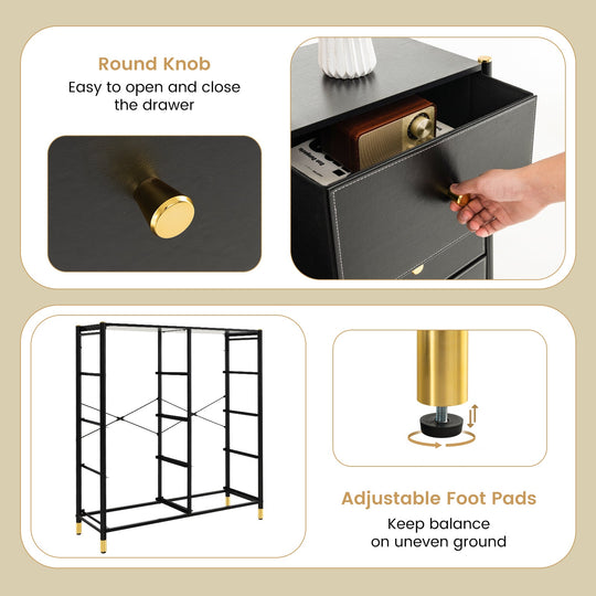 8-Drawer Fabric Dresser with Metal Frame and Storage Bins