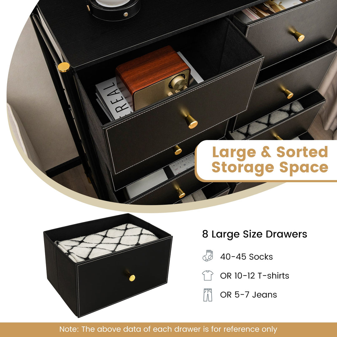 8-Drawer Fabric Dresser with Metal Frame and Storage Bins
