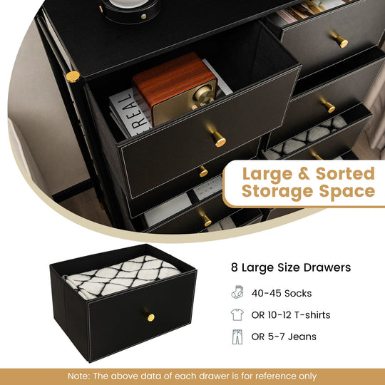 8-Drawer Fabric Dresser with Metal Frame and Storage Bins