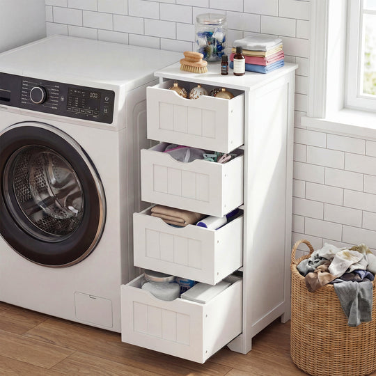 4-Drawer Freestanding Floor Cabinet with Anti-Toppling Device